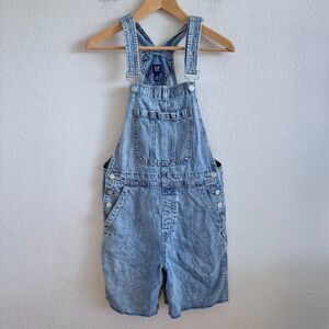 GAP Vintage Y2K 2000s Blue Denim Jean Short Overalls Womens Small Cottage Indie